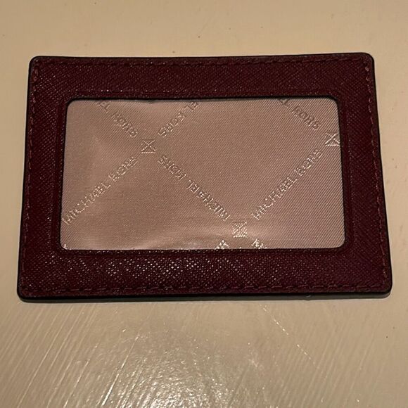 Michael Kors Credit Card And ID Holder Dark Burgundy Leather Classy Minimalist - Picture 4 of 9